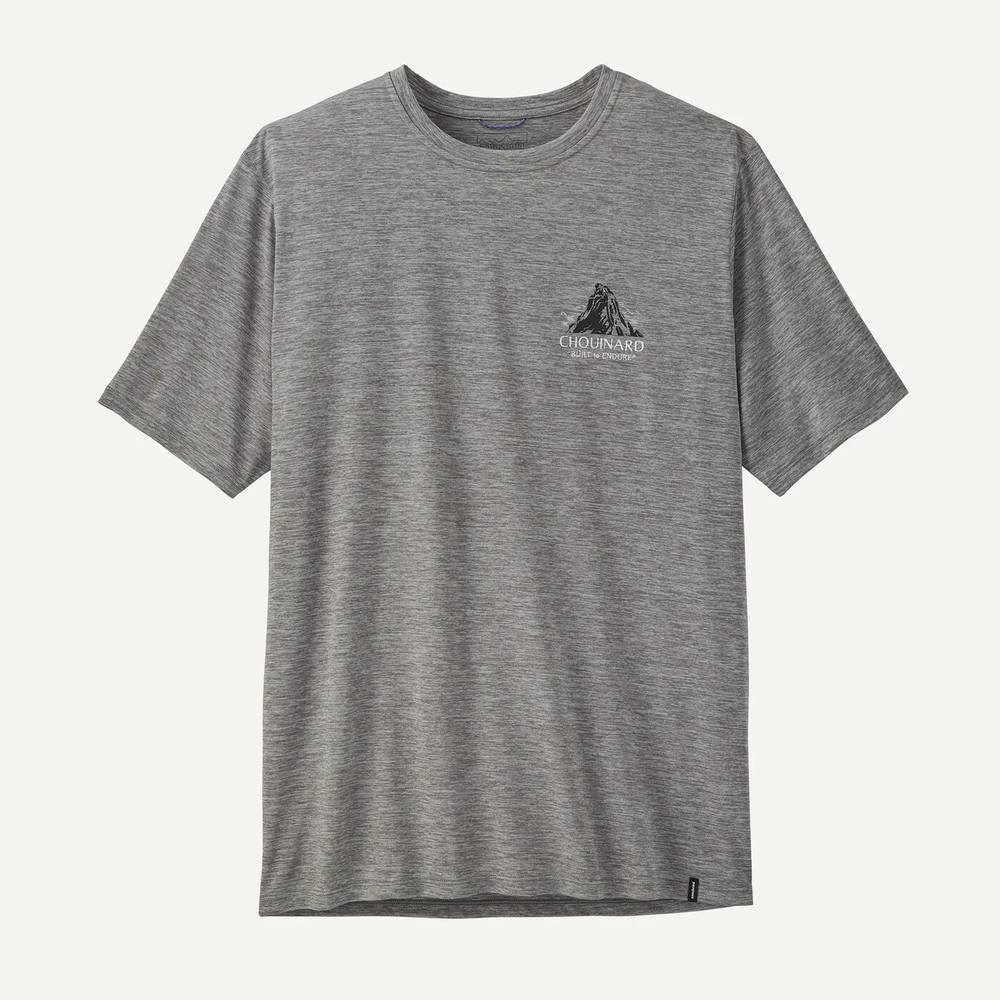 Gray t-shirt with a logo on a white background