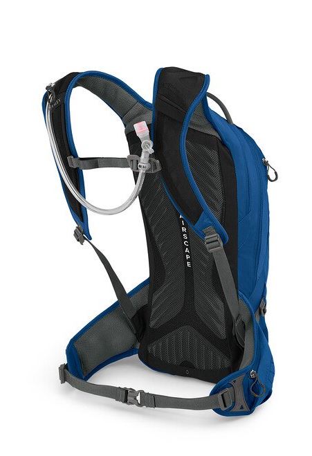a photo of the osprey raptor 10 in the color postal blue, back view