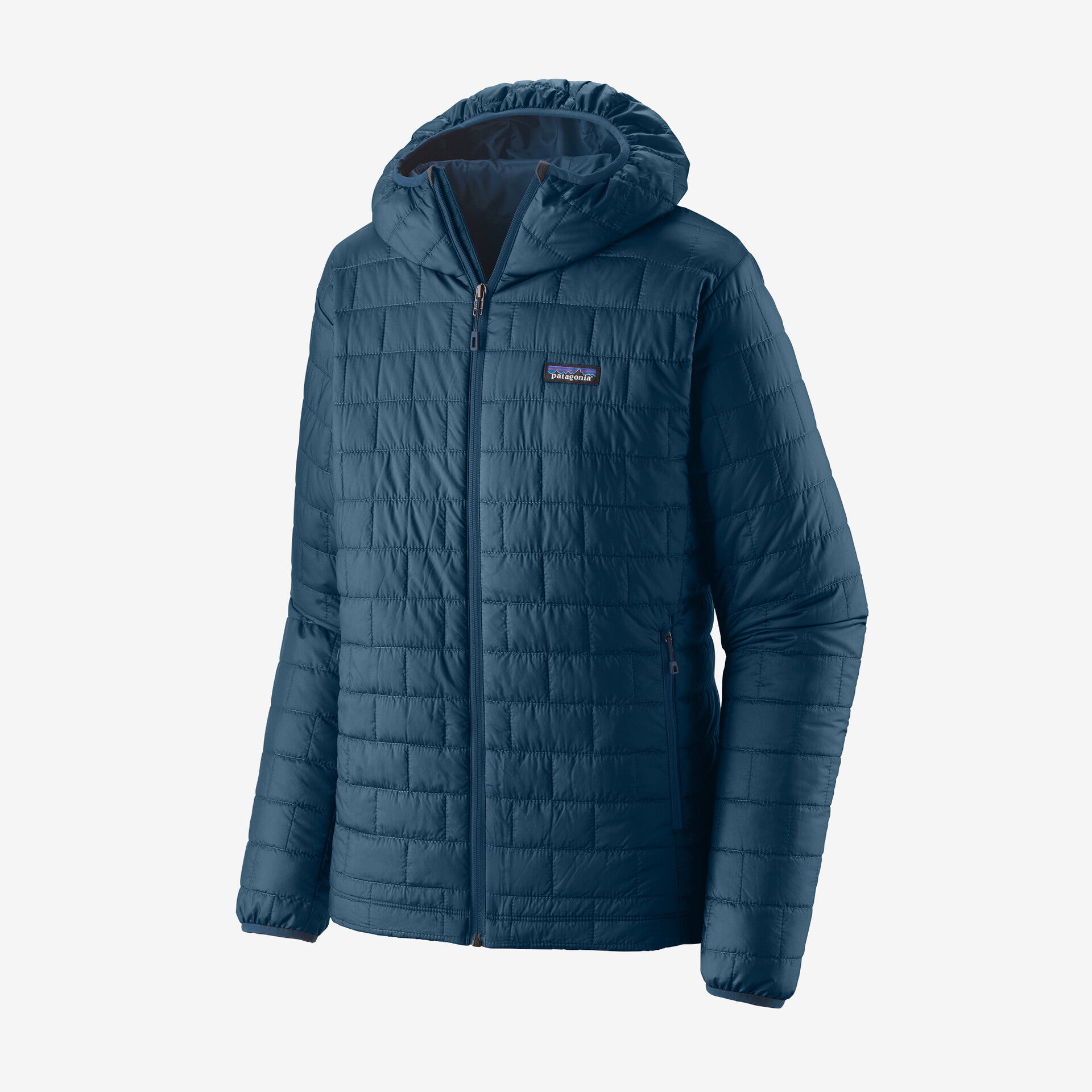 patagonia men's nano puff hoody in lagom blue