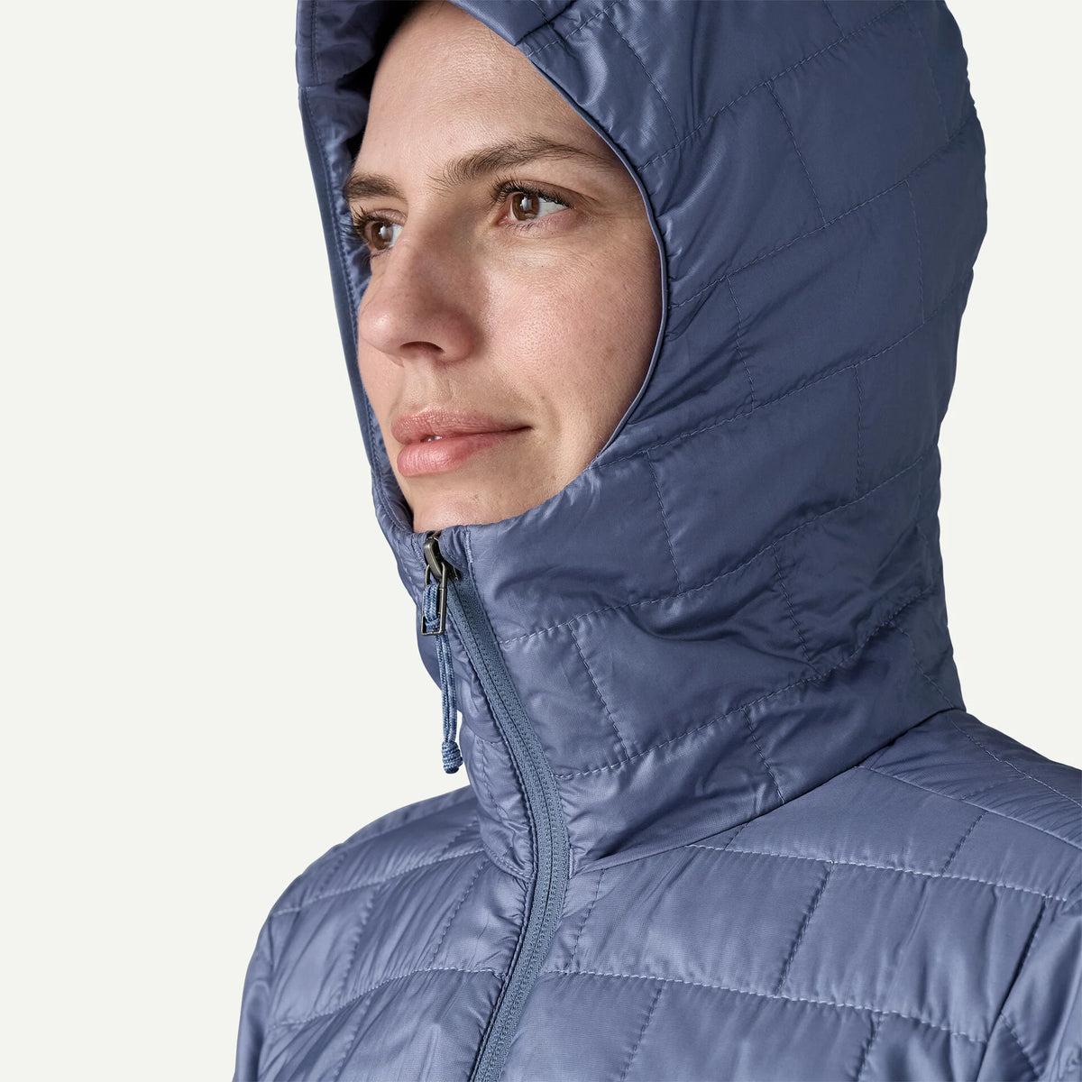 Patagonia Nano Puff Hoody Women's, current blue, hood view