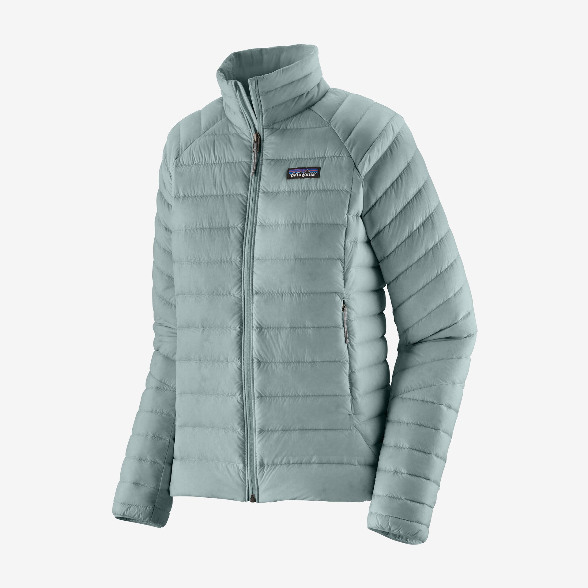 patagonia womens down sweater jacket in the color thermal blue, front view