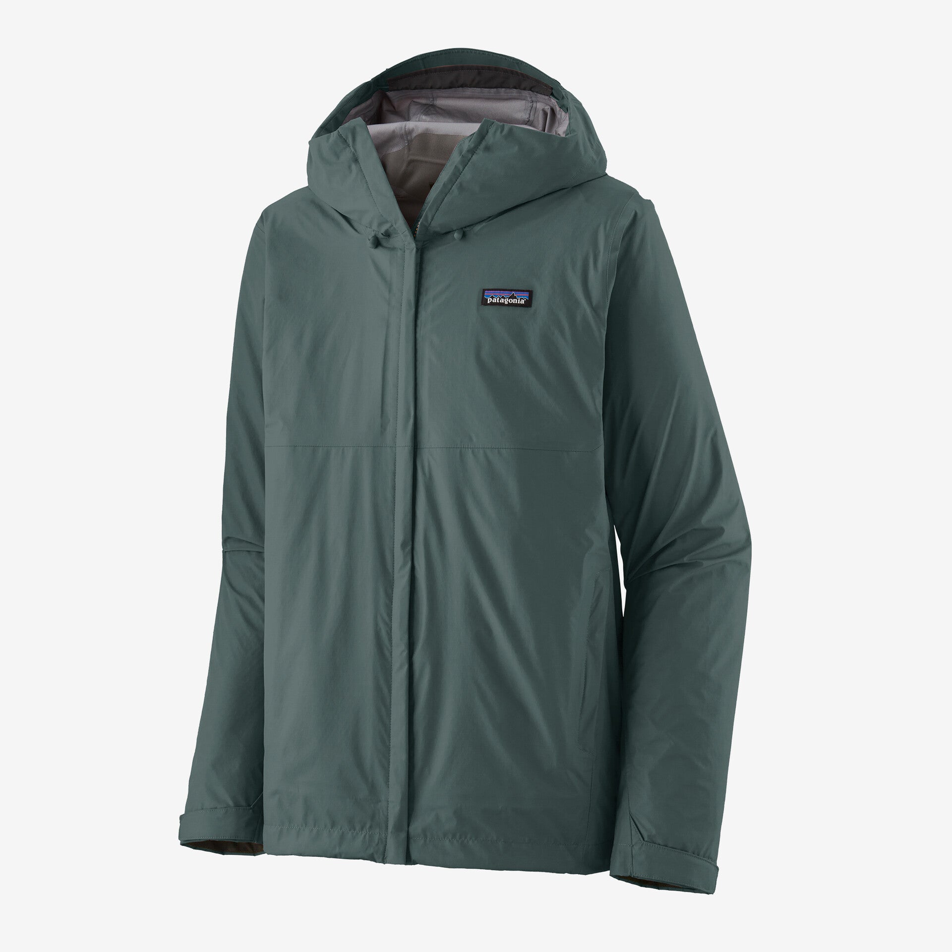 the patagonia mens torrentshell rain jacket in the color nouveau green