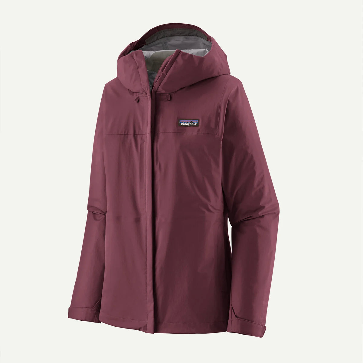 Brown raincoat with a visible brand logo on a light gray background