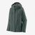 the patagonia womens torrentshell in the color nouveau green, front view