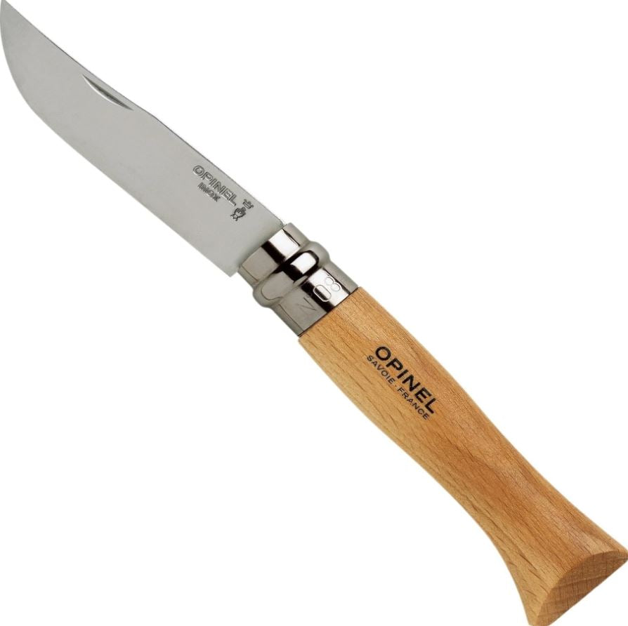 Opinel No.08 Stainless Beech Handle Pocket Knive