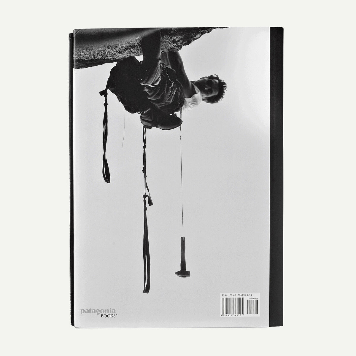 Book cover with a black and white photograph of a climber and Patagonia branding.