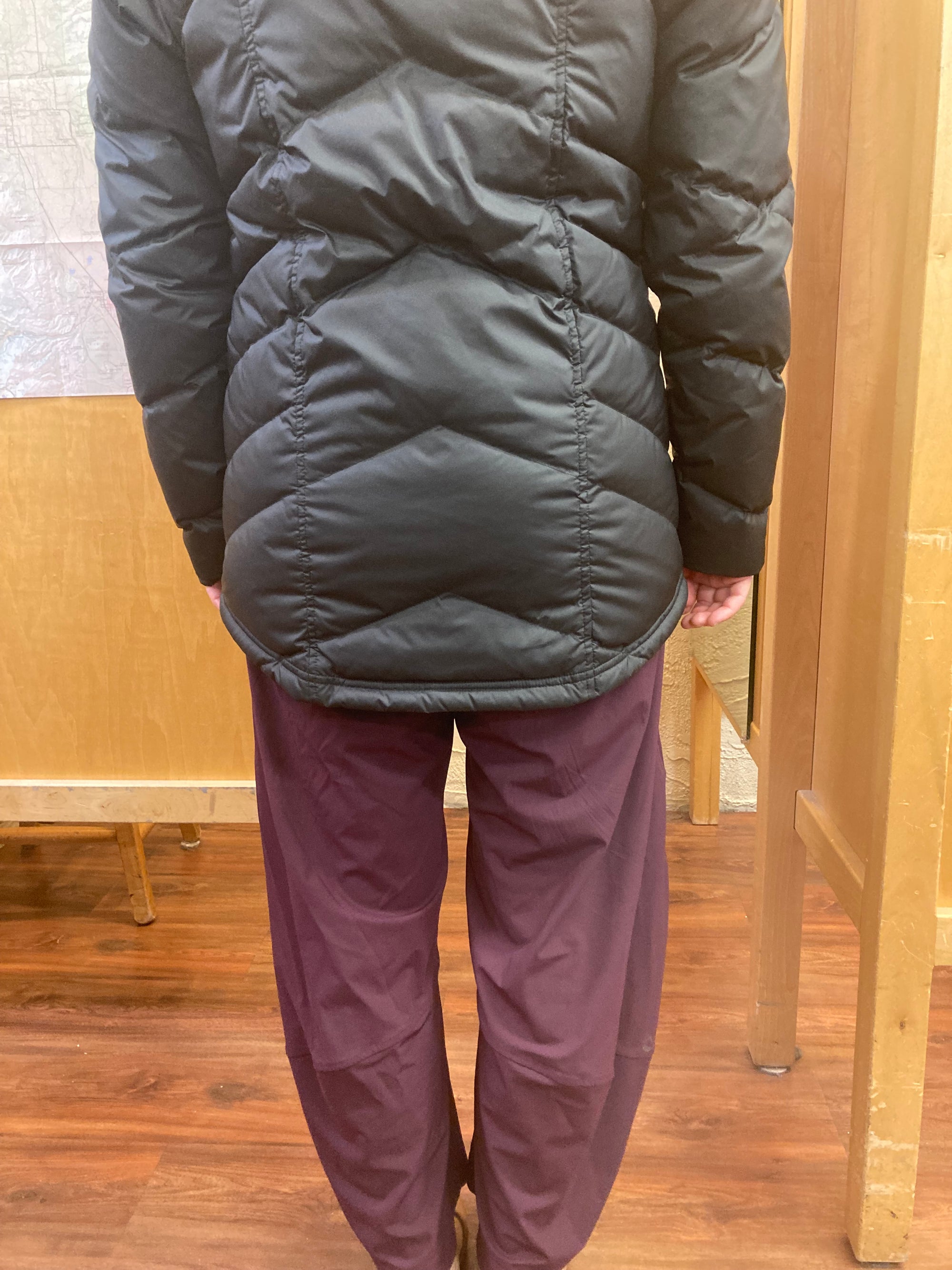 a woman wearing the patagonia down with it parka

