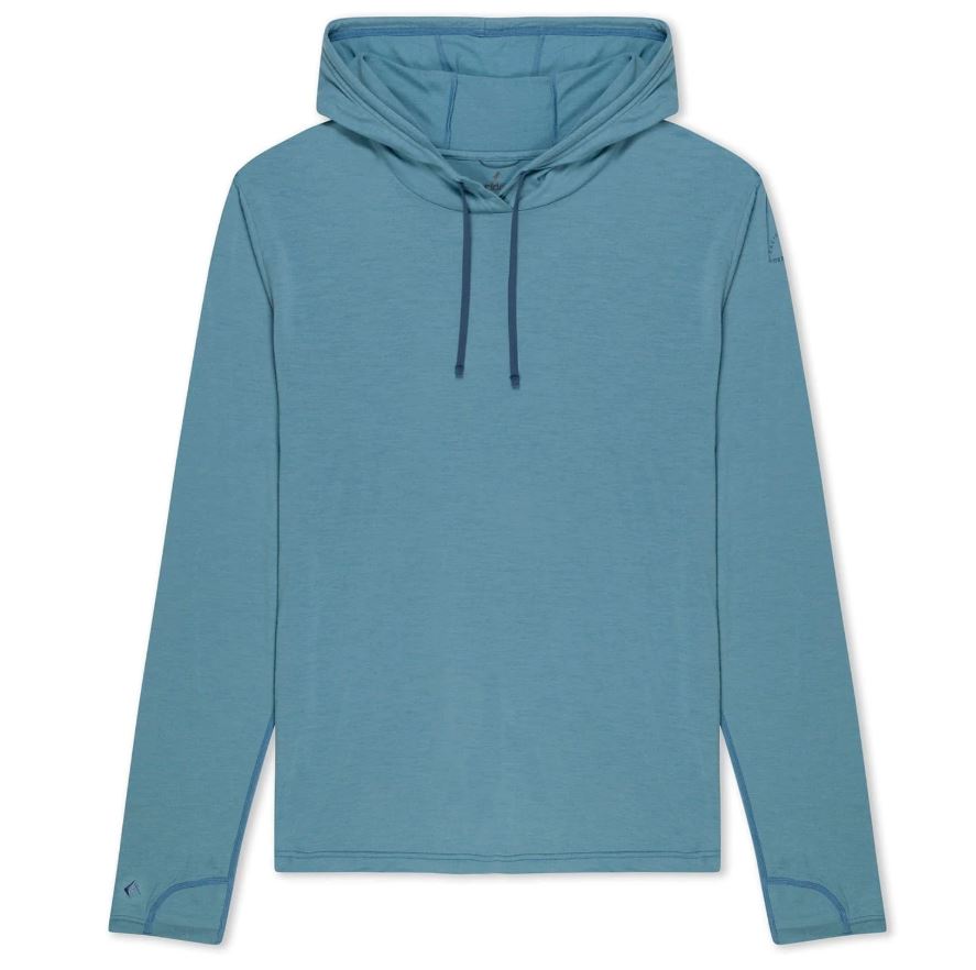 Ridge Merino Solstice Sun Hoodie Men's in smoke blue