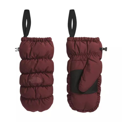 NORTH FACE RED PUFFY MITTENS FRONT AND BACK