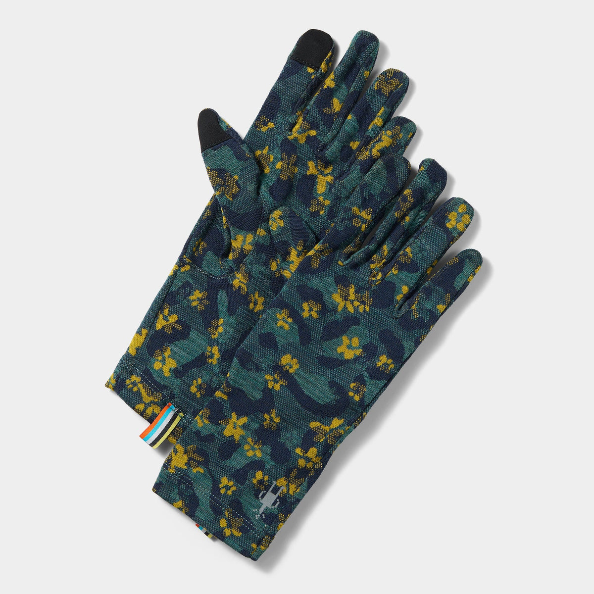 Pair of gloves with a floral pattern on a light gray background