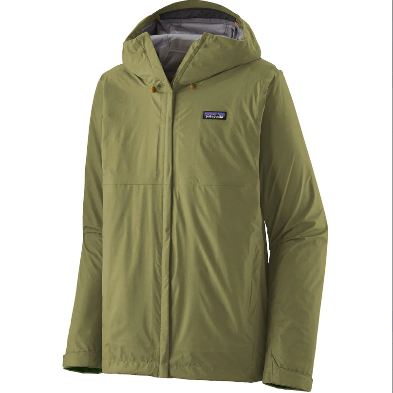 the patagonia mens torrentshell rain jacket in the color buckhorn green