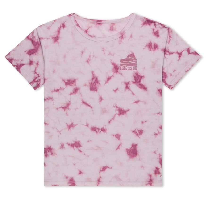 Ridge Merino Loose Fit Women's T-Shirt in wild rose tie-dye