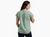 kuhl womens wylde shirt on a model in the color agave, back view