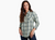 kuhl womens trailside longsleeve shirt in the color agave, front view on a model