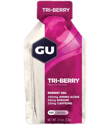 a gu packet in tri berry flabor