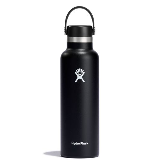 hydroflask 21 oz standard mouth water bottle in the color black