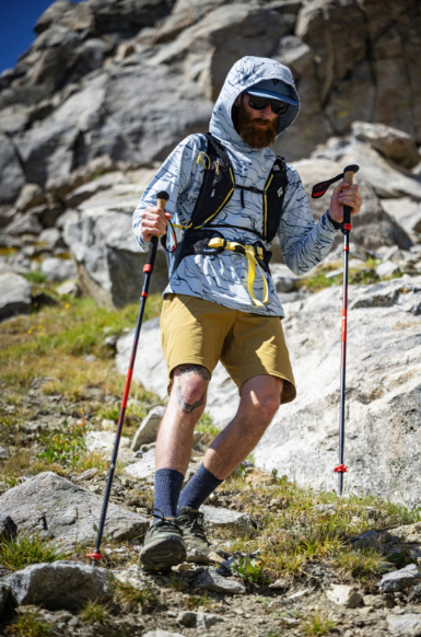black diamond pursuit carbon flz pole being used by some dude