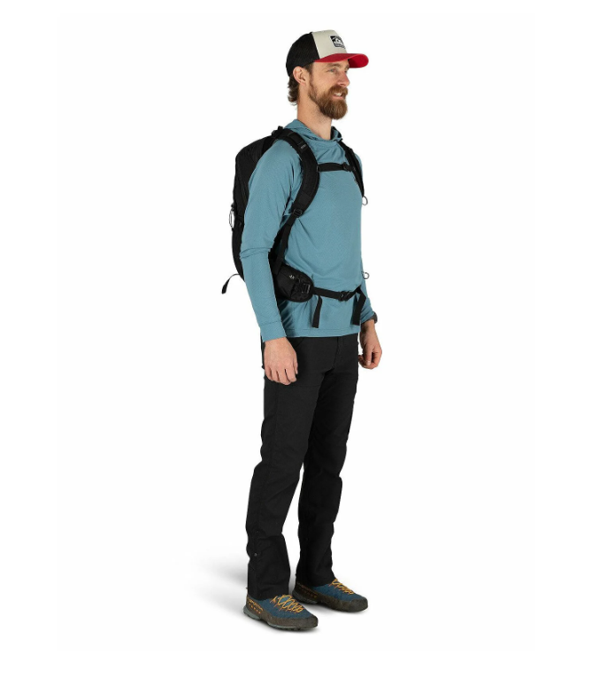 Men's Talon 22 Pack in Black Worn by model, front view