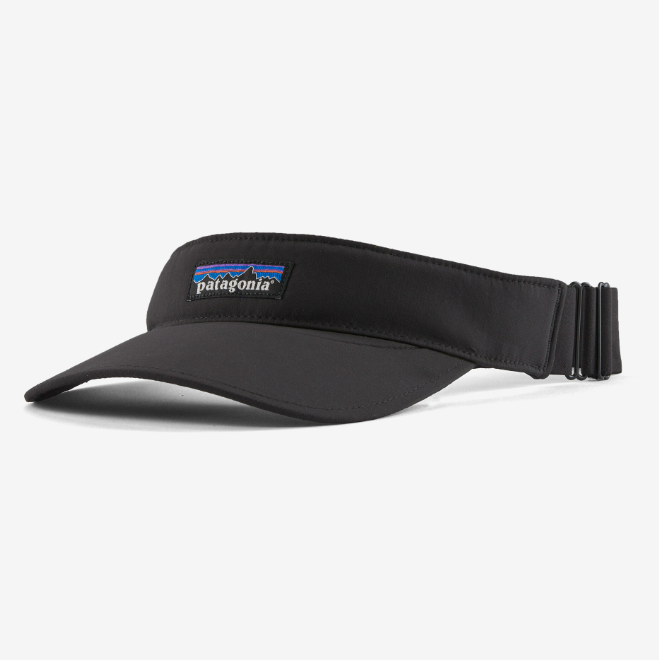 the patagonia airshed visor in the color black, front view