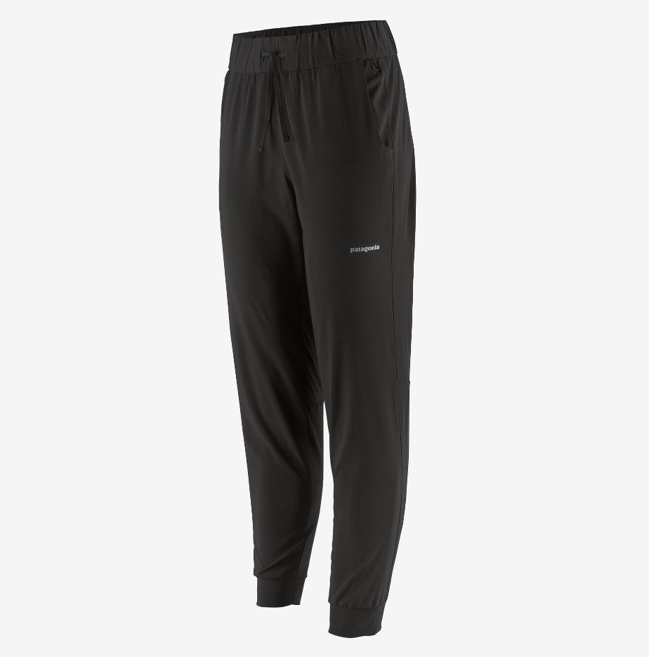 the patagonia womens terrebonne jogger in the color black, front view