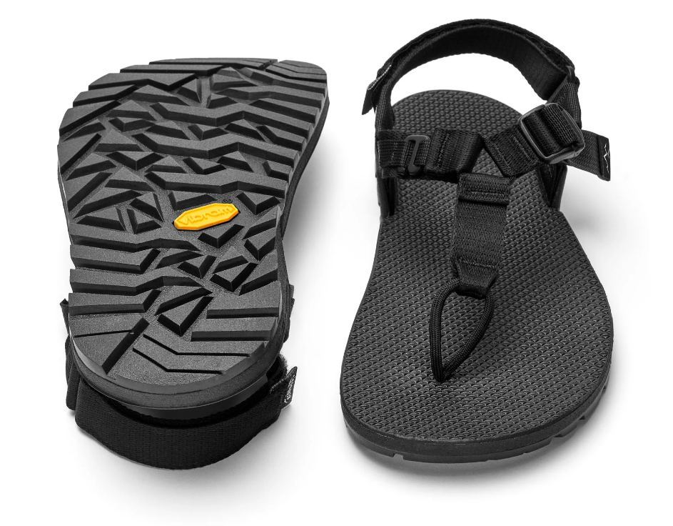 a pair of bedrock cairn evo sandals showing the top and the bottom