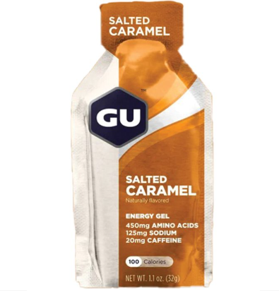 a gu packet in salted caramel flavor