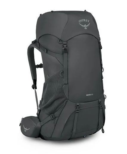 the osprey rook pack in the color charcoal, front view