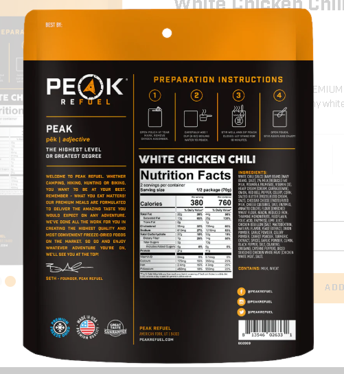 Peak Refuel White Chicken Chili