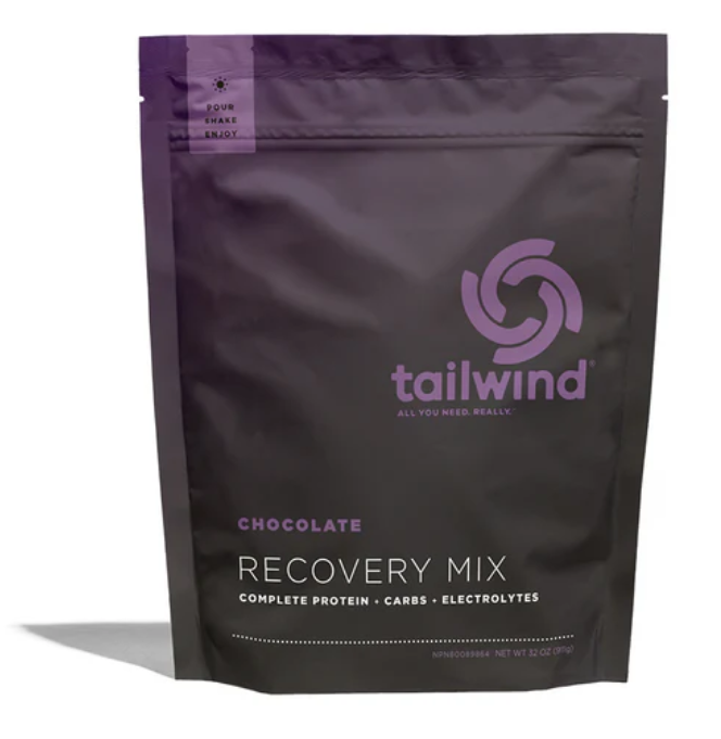 a fifteen serving bag of tailwind recovery in chocolate flavor