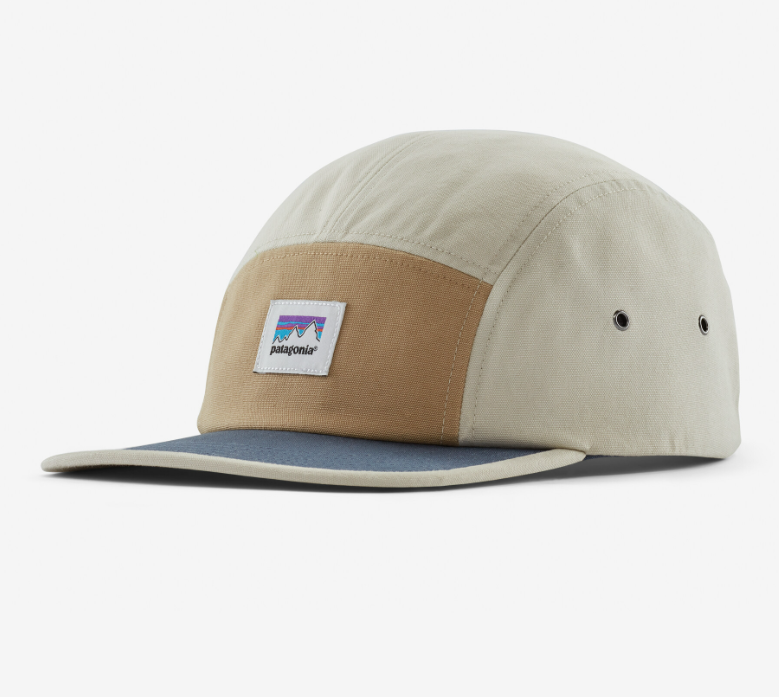 the patagonia graphic maclure hat in the color shop sticker classic tan