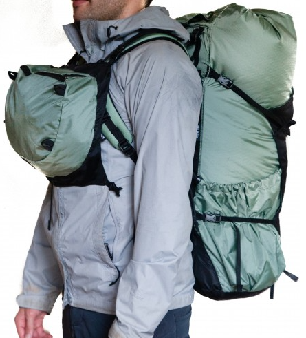 the granite gear crown3 60 liter unisex pack green showing the lid being used in the front
