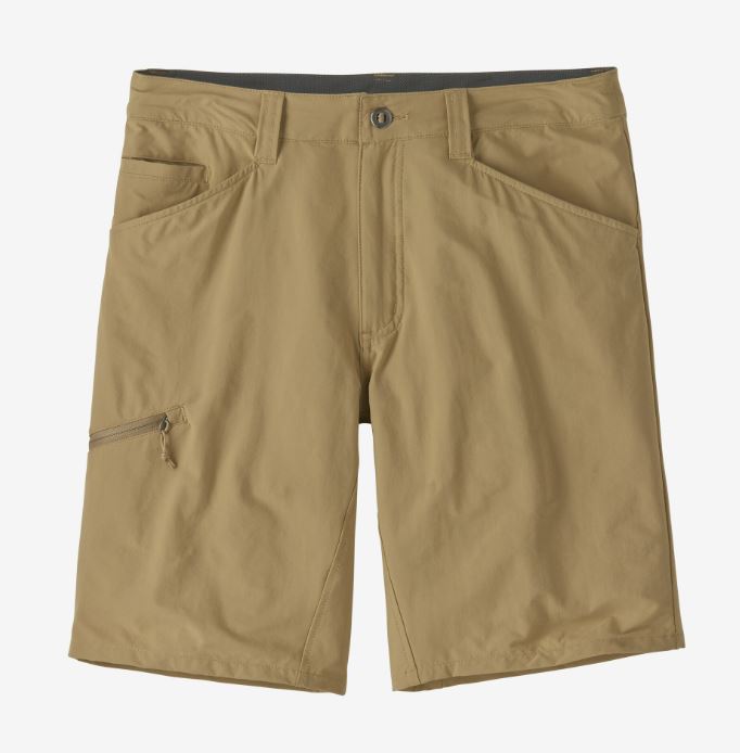 a photo of the patagonia mens quandary shorts, 10 inch inseam, front view on the color classic tan