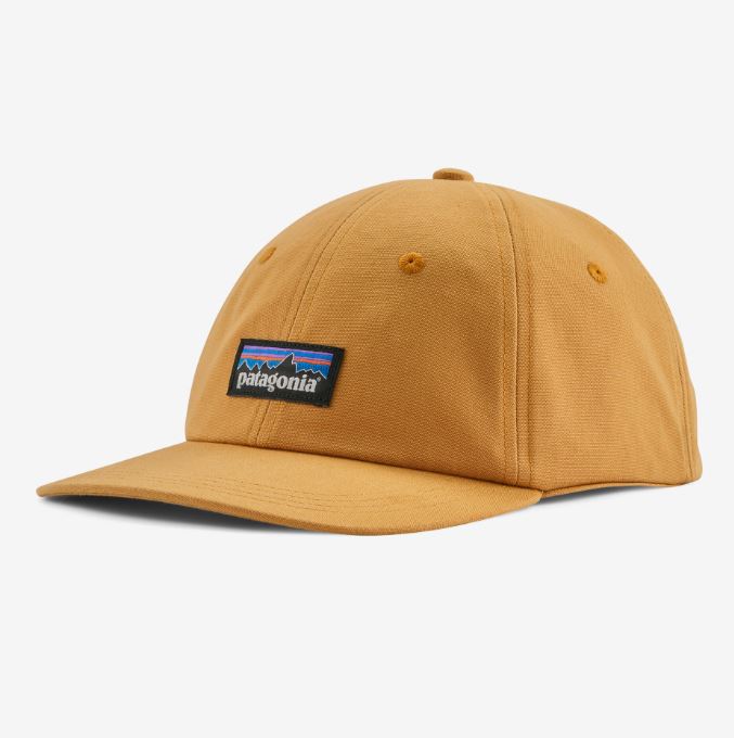 patagonia p6  label trad cap in the color dried mango, front view