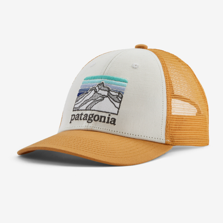 the patagonia line logo ridge lopro trucker hat in the color dried mango