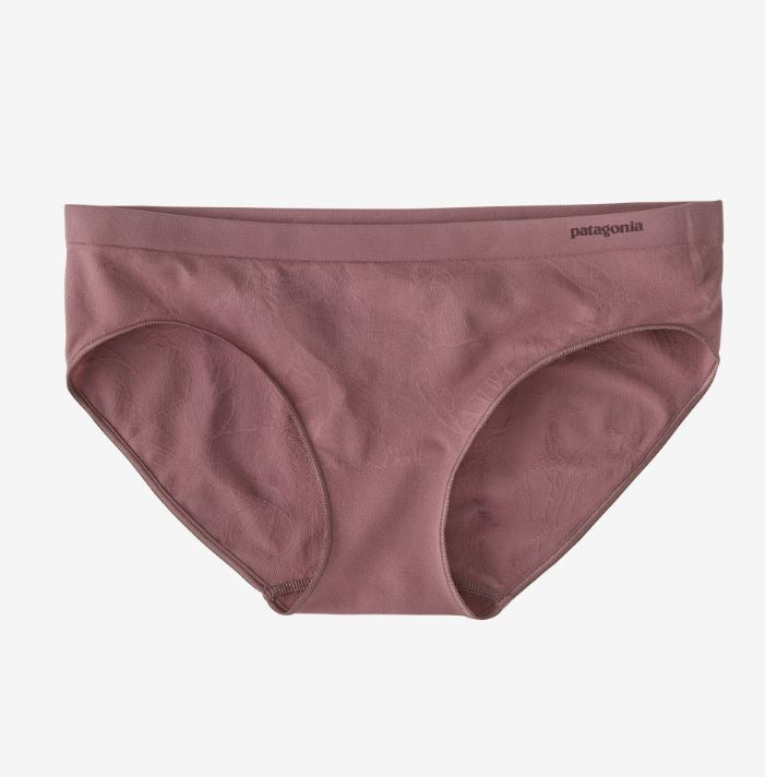 the patagonia womens barely hipster underwear in the color evening mauve, front view