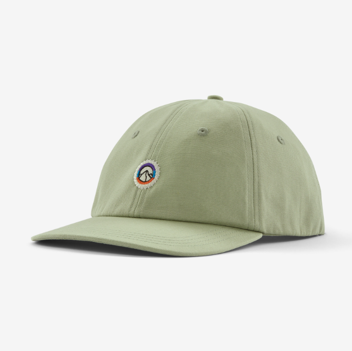 the patagonia fitz roy icon trad cap in the color salvia green