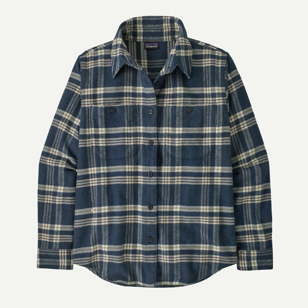 blue and white flannel shirt