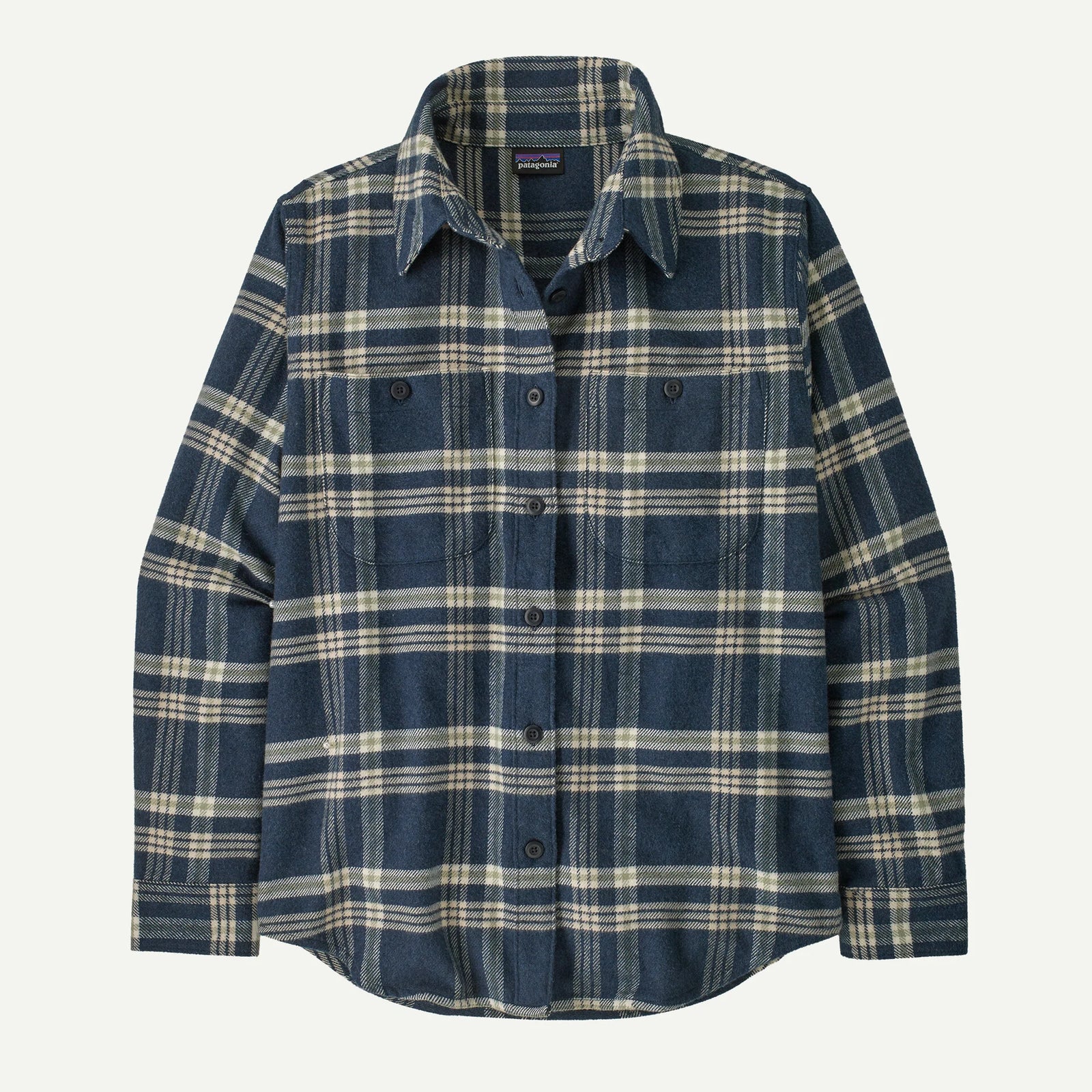 blue and white flannel shirt