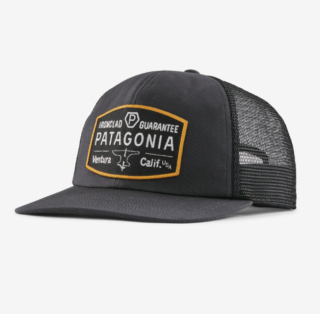 patagonia relaxed trucker hat in the color forge ink black