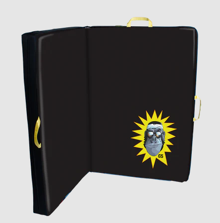a photo of a black asana g5 bouldering pad with a gorilla on it