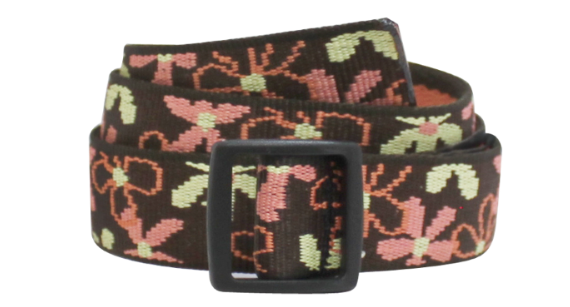 a coiled bison 25mm slider belt in the color garden party brown