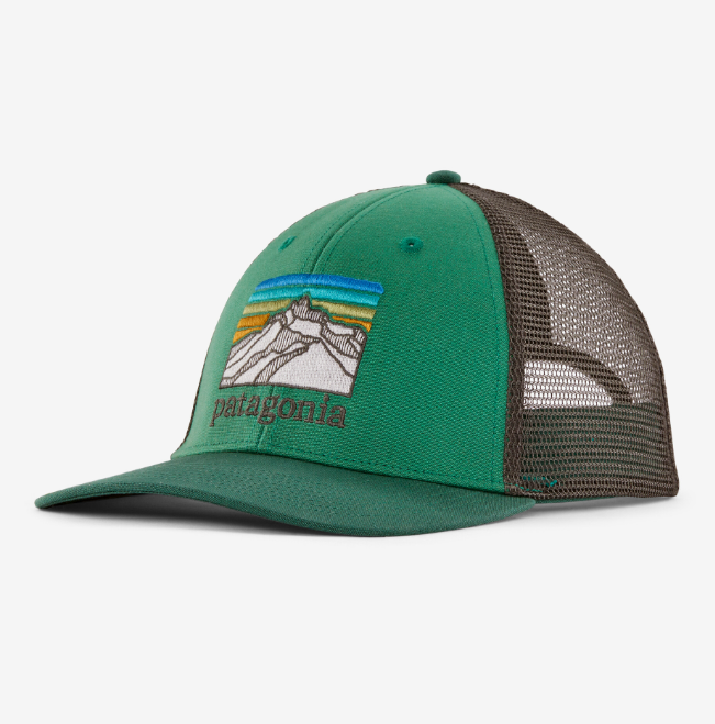 a photo of the patagonia line logo ridge lopro trucker hat in the color gather green
