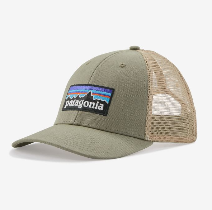 the patagonia p6 lo pro trucker, front view in the color garden green