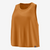 the patagonia womens capilene cool trail cropped tank top in the color golden caramel, front view