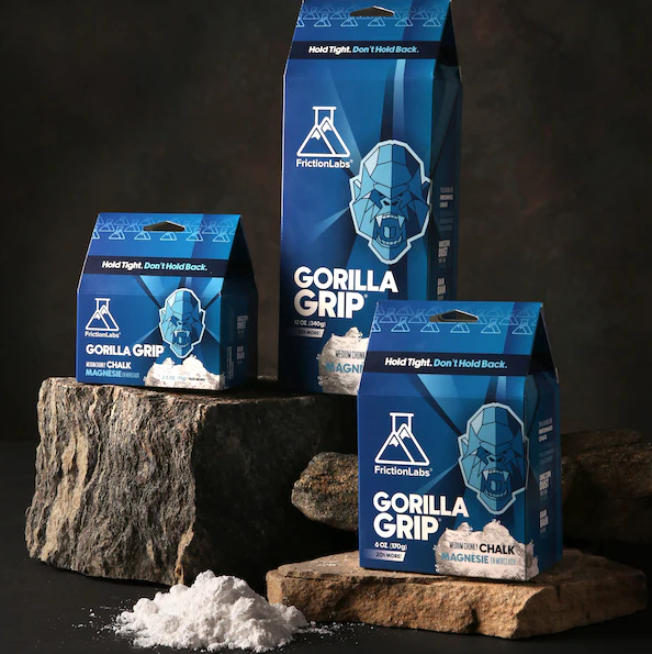 a photo showing all three sizes of friction labs gorilla grip chalk