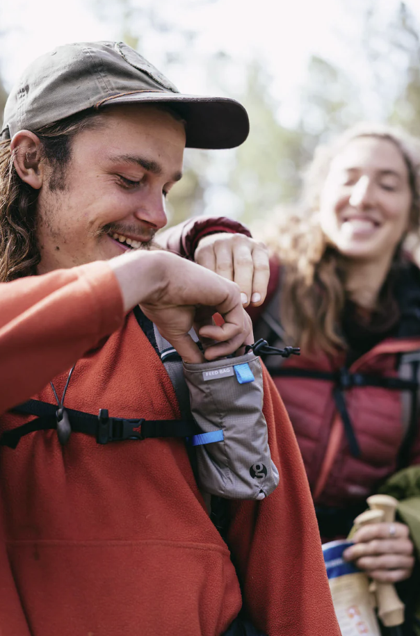 gossamer feed bag being used by a model