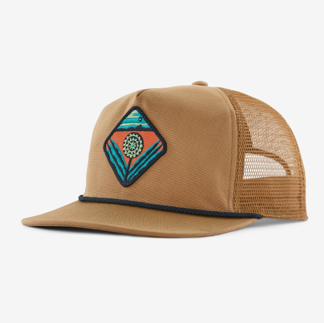 the patagonia airfarer cap in the color seedlands grayling brown 