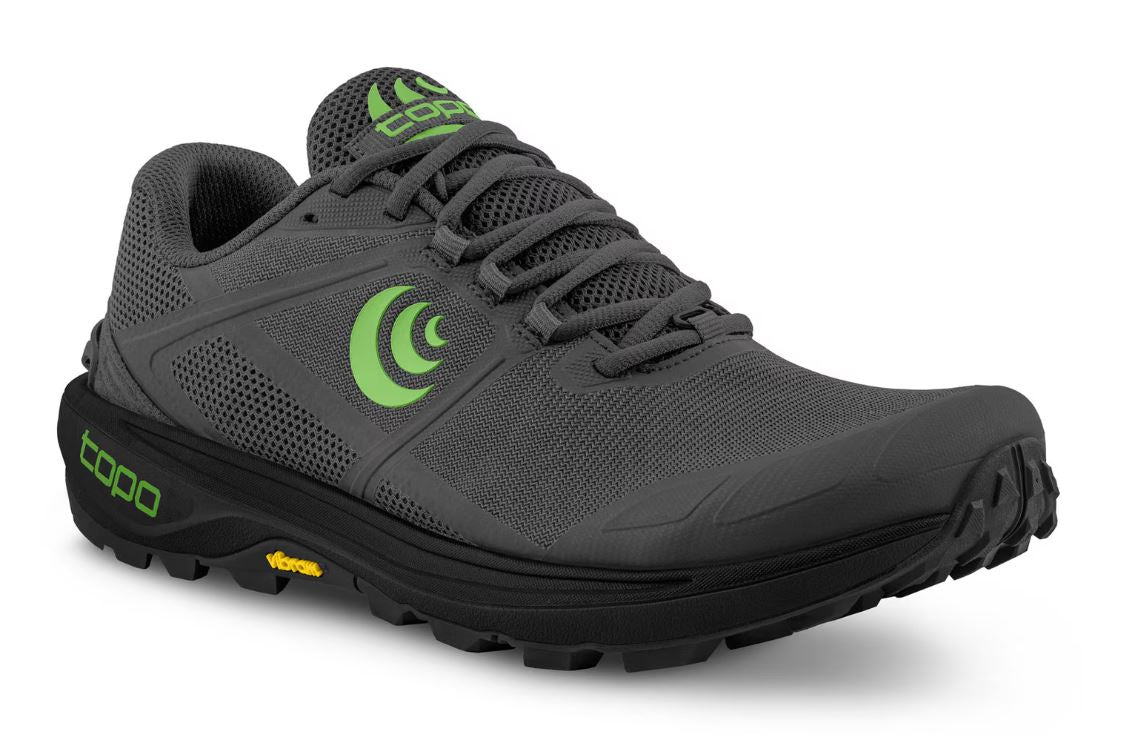Topo Athletic Terraventure 4 Men's Trail Running Shoe, half side view, dark grey green