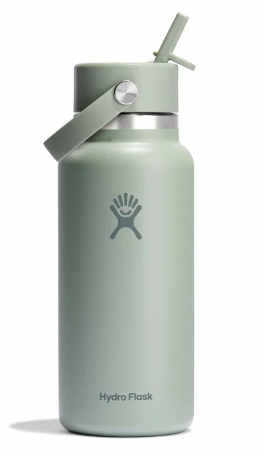 hydroflask 32 oz wide mouth straw bottle in tonal agave