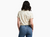 the kuhl womens elsie shirt on a model in the color ivory tracks, back view